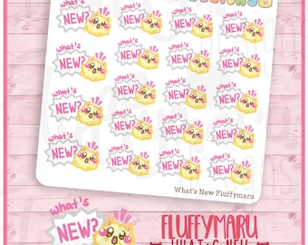 What's New? Fluffymaru || Planner Stickers, Cute Stickers for Erin Condren (ECLP), Filofax, Kikki K, Etc. || SFS248