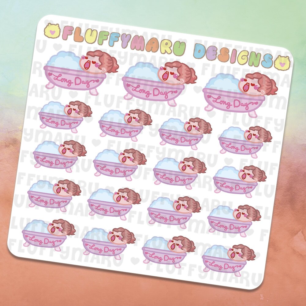 Relaxing Bubble Bath Time Sammie Planner Stickers Cute | Etsy