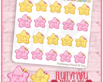 Fluffymaru Proud of You || Planner Stickers, Cute Stickers for Erin Condren (ECLP), Filofax, Kikki K, Etc. || SFS257