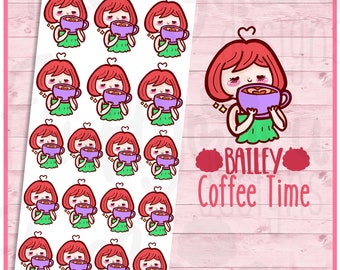 Bailey Coffee Time || Planner Stickers, Cute Stickers for Erin Condren (ECLP), Filofax, Kikki K, Etc. || B06