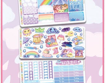 Rainy Day Planner Kit || Planner Stickers, Cute Stickers for Erin Condren (ECLP), Filofax, Kikki K, Etc. || PKS37