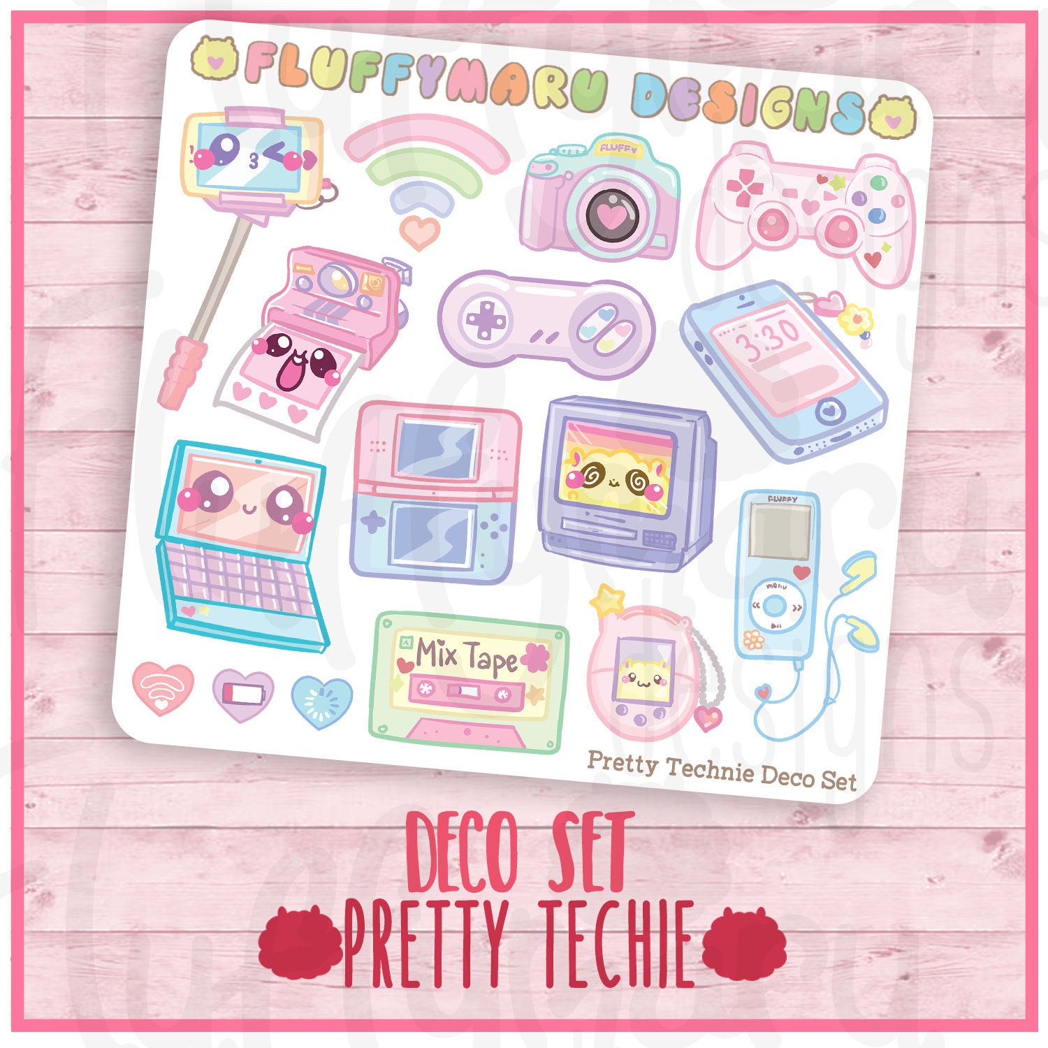 Cute Stickers for Erin Condren Filofax || BSS85 Etc Kikki K Biggie Quarterbox Music Player Deco Set|| Planner Stickers ECLP