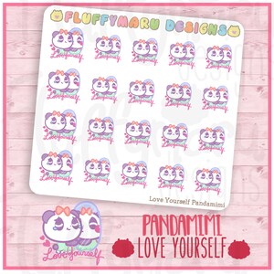 Love Yourself Pandamimi// Planner Stickers, Cute Stickers for Erin Condren (ECLP), Filofax, Kikki K, Etc. // MTP87