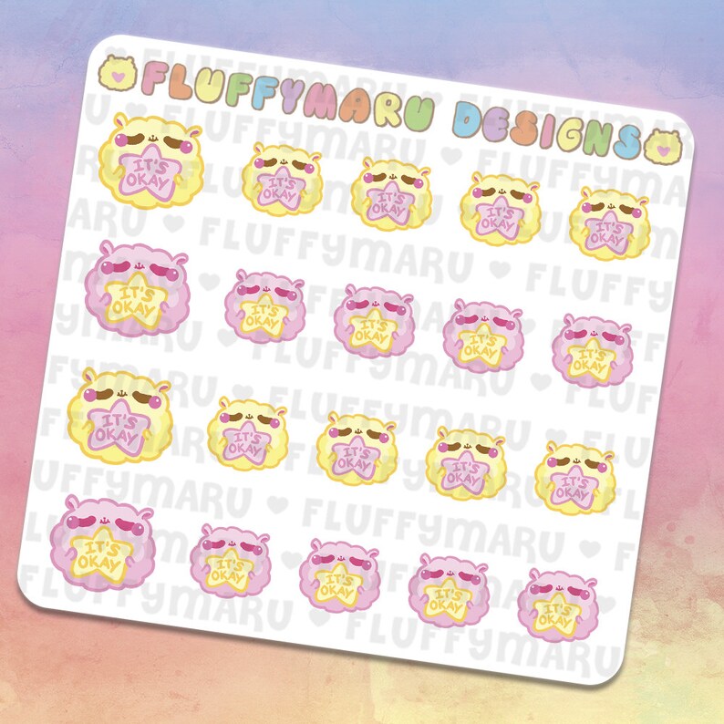 It's Okay Fluffymaru Planner Stickers, Cute Stickers for Erin Condren ECLP, Filofax, Kikki K, Etc. SFS13 image 2