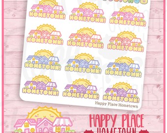 Happy Place Hometown || Planner Stickers, Cute Stickers for Erin Condren (ECLP), Filofax, Kikki K, Etc. || HP23