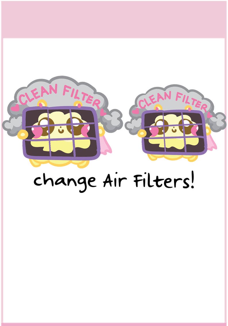 Clean Air Filter Fluffymaru Planner Stickers, Cute Stickers for Erin Condren ECLP, Filofax, Kikki K, Etc. SFS176 image 1