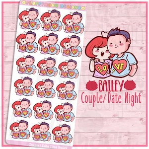 Bailey paar Datum Nacht || Sticker, süße Sticker für Erin Condren (ECLP), Filofax, Kikki K, etc.. || B08