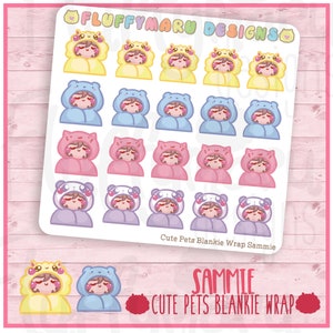 Enveloppe de doudou Sammie Cute Pets || Autocollants de planificateur, autocollants mignons pour Erin Condren (ECLP), Filofax, Kikki K, etc. || SFS262