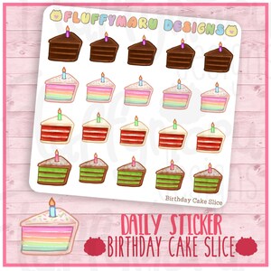 Geburtstag Kuchen Scheibe || Sticker, süße Aufkleber für Erin Condren (ECLP), Filofax, Kikki K, etc. || DPS18