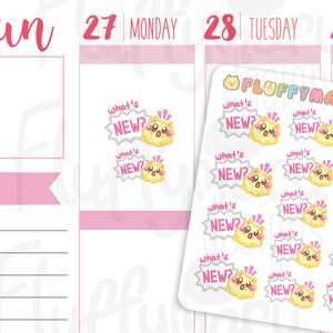 What's New Fluffymaru Planner Stickers, Cute Stickers for Erin Condren ECLP, Filofax, Kikki K, Etc. SFS248 image 2