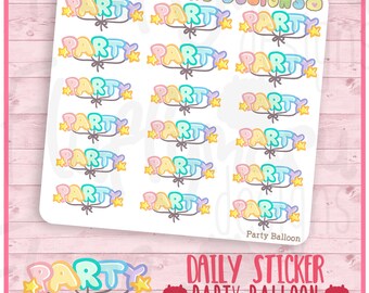 Party Balloon || Planner Stickers, Cute Stickers for Erin Condren (ECLP), Filofax, Kikki K, Etc. || DPS300