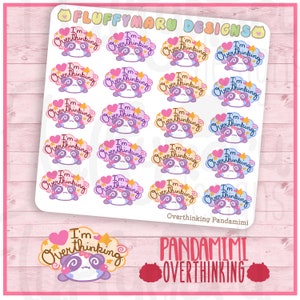 Overthinking Pandamimi // Planner Stickers, Pegatinas Bonitas para Erin Condren (ECLP), Filofax, Kikki K, Etc. // MTP72