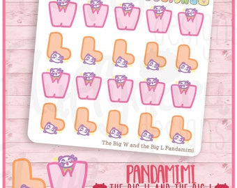 The Big W and the Big L Panda Mimi || Planner Stickers, Cute Stickers for Erin Condren (ECLP), Filofax, Kikki K, Etc. || MTP92