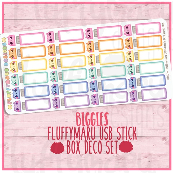 Fluffymaru USB Stick Box Deco Set|| Planner Stickers, Cute Stickers for Erin Condren (ECLP), Filofax, Kikki K, Etc. || BSS78