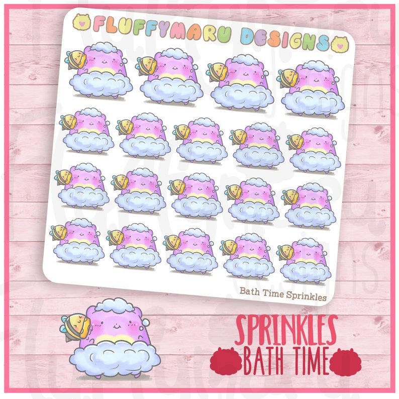 Bath Time Sprinkles  Planner Stickers Cute Stickers for image 1