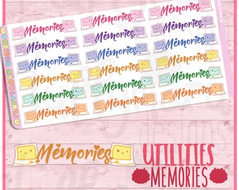 Memories || Planner Stickers, Cute Stickers for Erin Condren (ECLP), Filofax, Kikki K, Etc. || U03