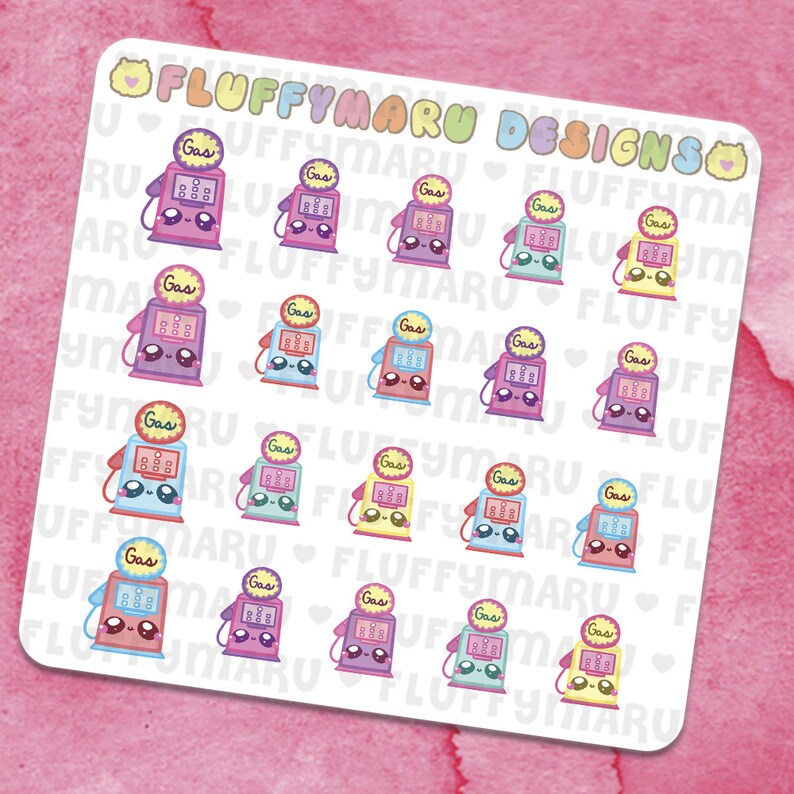 Gas Pump Planner Stickers, Cute Stickers for Erin Condren ECLP, Filofax, Kikki K, Etc. DPS43 image 2