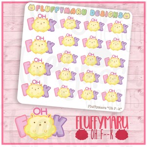 Fluffymaru Oh F**K|| プランナーステッカー、Erin Condren (ECLP)、Filofax、Kikki Kなどのかわいいステッカー || SFS265
