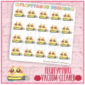 Vacuum Cleaner Fluffymaru|| Planner Stickers, Cute Stickers for Erin Condren (ECLP), Filofax, Kikki K, Etc. || SFS238