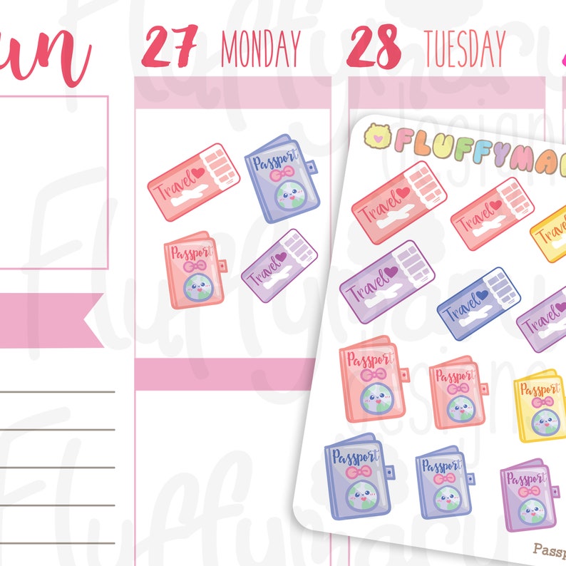 Download Passport and Airplane Ticket Planner Stickers Cute | Etsy