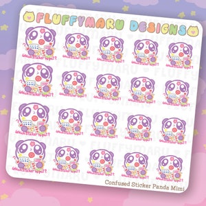 Confused Sticker Panda Mimi Planner Stickers, Cute Stickers for Erin Condren ECLP, Filofax, Kikki K, Etc. MTP40 image 2