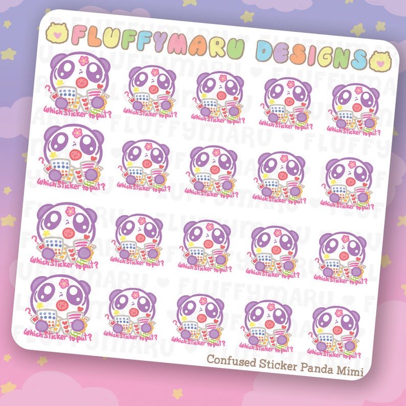 Confused Sticker Panda Mimi Planner Stickers, Cute Stickers for Erin Condren ECLP, Filofax, Kikki K, Etc. MTP40 image 2