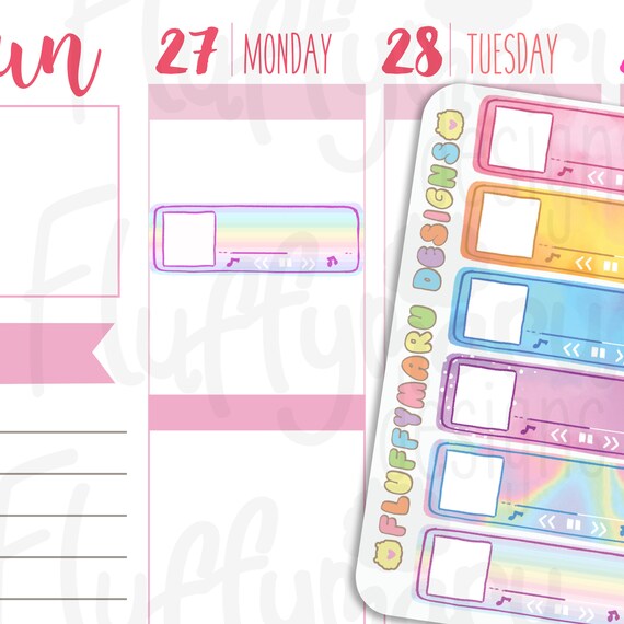 Cute Stickers for Erin Condren Filofax || BSS85 Etc Kikki K Biggie Quarterbox Music Player Deco Set|| Planner Stickers ECLP