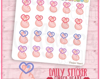 Finger Heart || Planner Stickers, Cute Stickers for Erin Condren (ECLP), Filofax, Kikki K, Etc. || DPS280