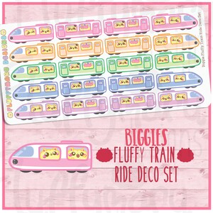 Biggie Fluffy Train Ride Deco Set Pegatinas del planificador, pegatinas lindas para Erin Condren (ECLP), Filofax, Kikki K, Etc. BSS64
