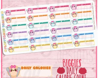 Biggie Daily Calorie Count || Planner Stickers, Cute Stickers for Erin Condren (ECLP), Filofax, Kikki K, Etc. || BSS55