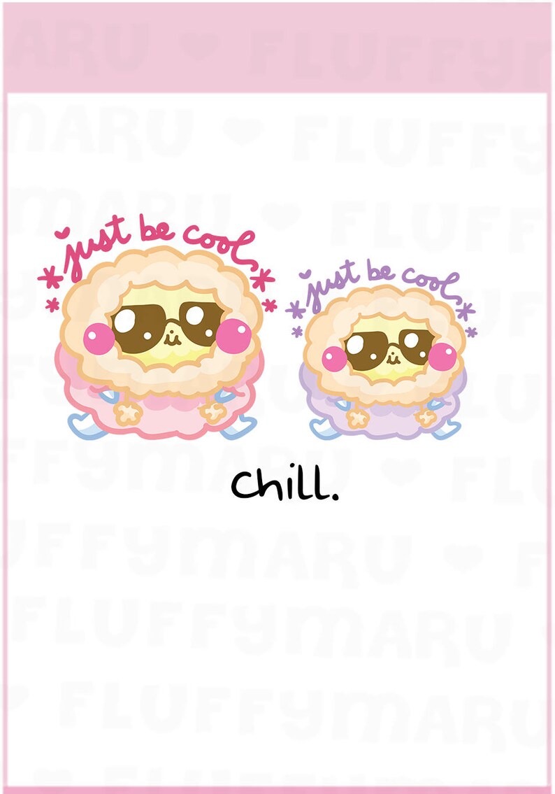 Just Be Cool Fluffy Planner Stickers, Cute Stickers for Erin Condren ECLP, Filofax, Kikki K, Etc. SFS92 image 1