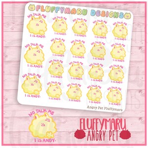 Fluffymaru Angry Pet || Autocollants de planificateur, autocollants mignons pour Erin Condren (ECLP), Filofax, Kikki K, etc || SFS249