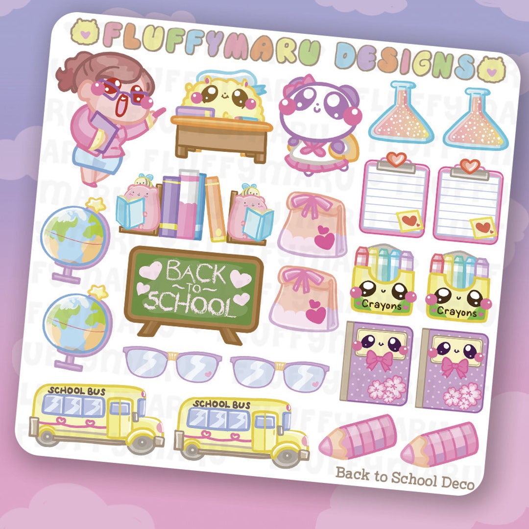 Back to School Deco Sticker Set || Planner Stickers, Cute Stickers for ...