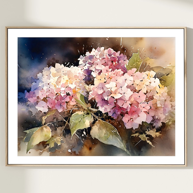 Pink Hydrangea Watercolor Print: Botanical Floral Wall Art - Etsy