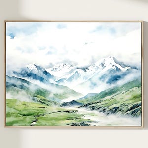 Denali National Park Travel Print Watercolor Wall Art Home Décor Gift Art Travel Poster