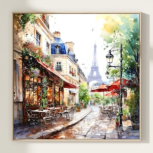 Paris Cityscape Watercolor Art Print Cafe Watercolor Art Cityscape Artwork Travel Art Poster Gift Idea