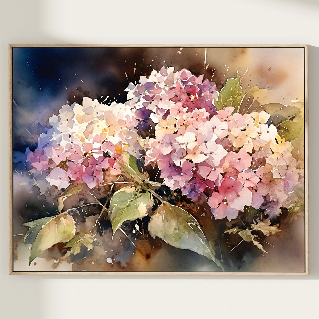Pink Hydrangea Watercolor Print: Botanical Floral Wall Art - Etsy
