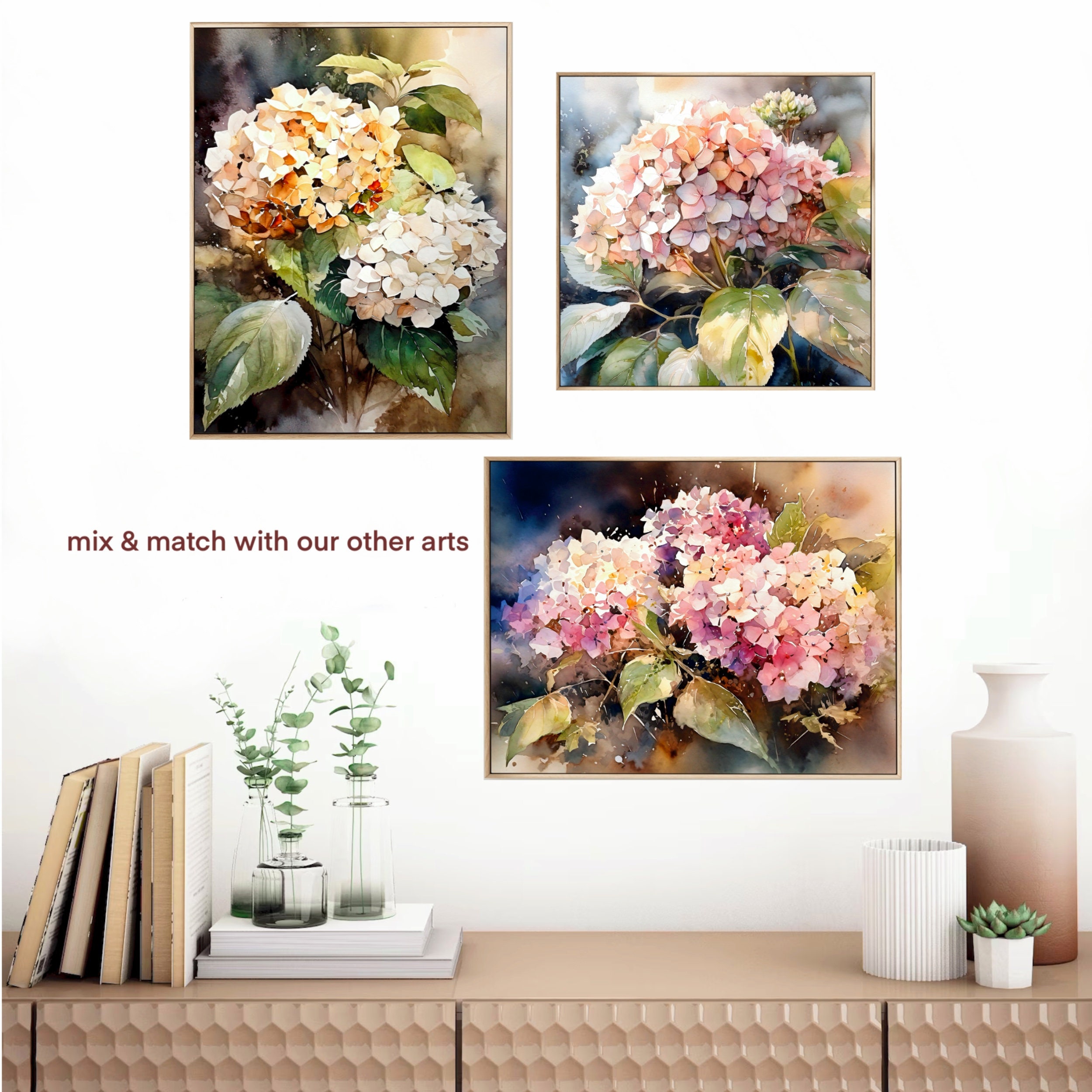 Pink Hydrangea Watercolor Print: Botanical Floral Wall Art - Etsy