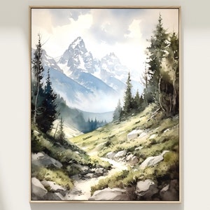 Grand Teton Art Print, Grand Tetons National Park, Watercolor Print, Mountain Wall Art, National Park Art, Mountain Print, Home Decor Gift