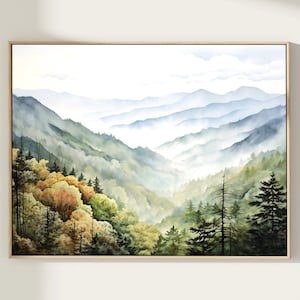 Smoky Mountain Watercolor Print | Great Smoky Mountains National Park Art