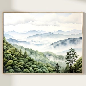Great Smoky Mountains National Park Travel Print, Great Smoky Mountains Art, Poster Print, Painting Decor, Tennessee and North Carolina, USA