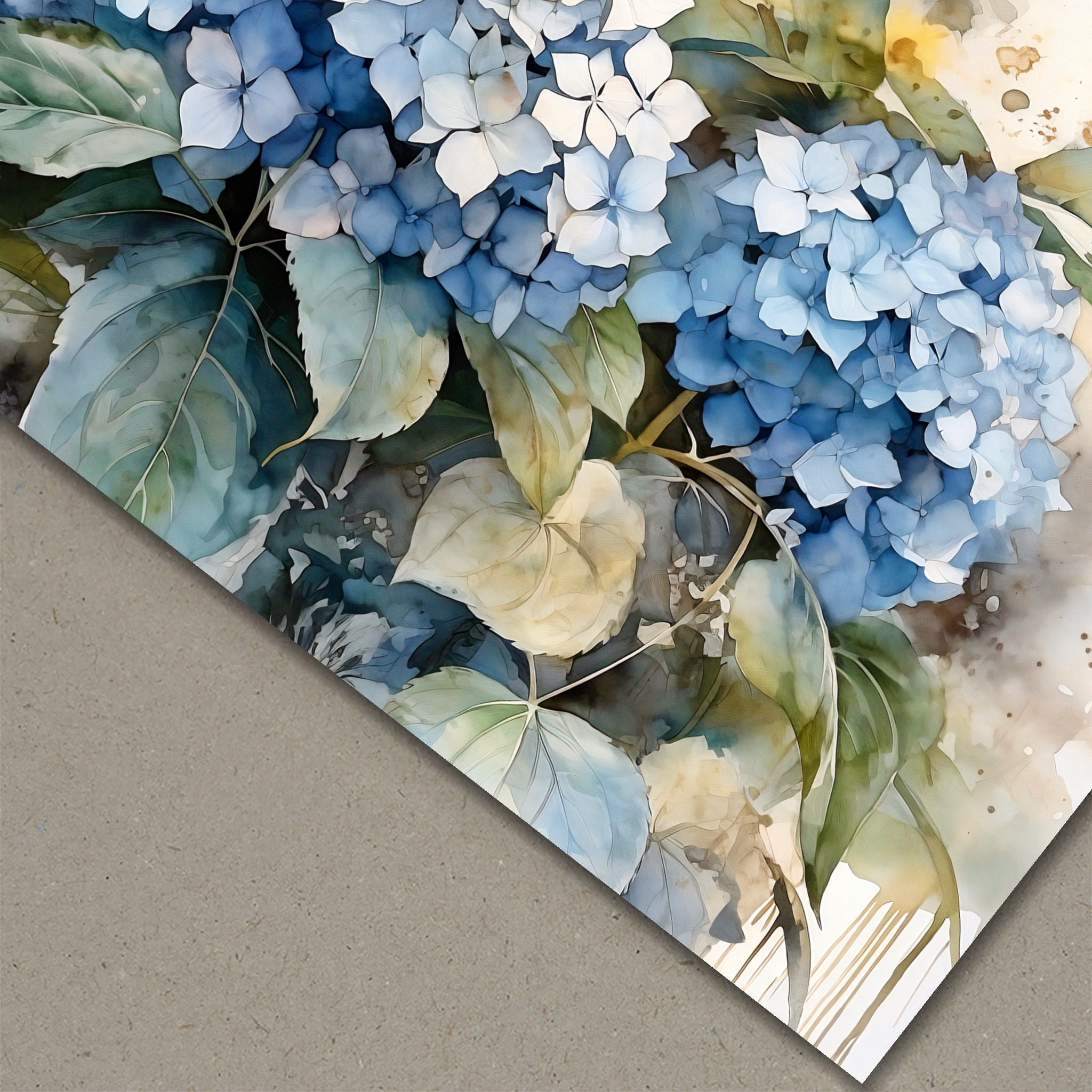Watercolor Hydrangea Print: Blue Flower Botanical Wall Art - Etsy
