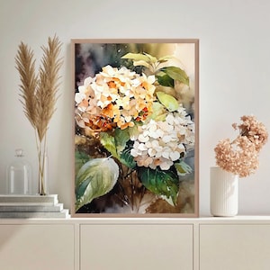 Watercolor Hydrangea Print: Botanical Floral Wall Art - Etsy