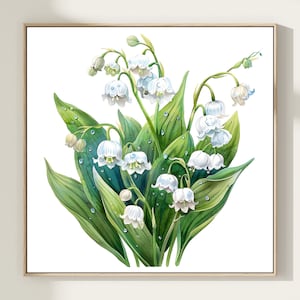 Lily of the Valley Art Print: Watercolor Floral Poster