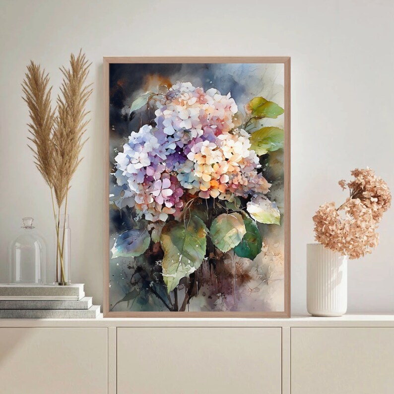 Watercolor Hydrangea Print: Blue Purple Botanical Wall Art - Etsy
