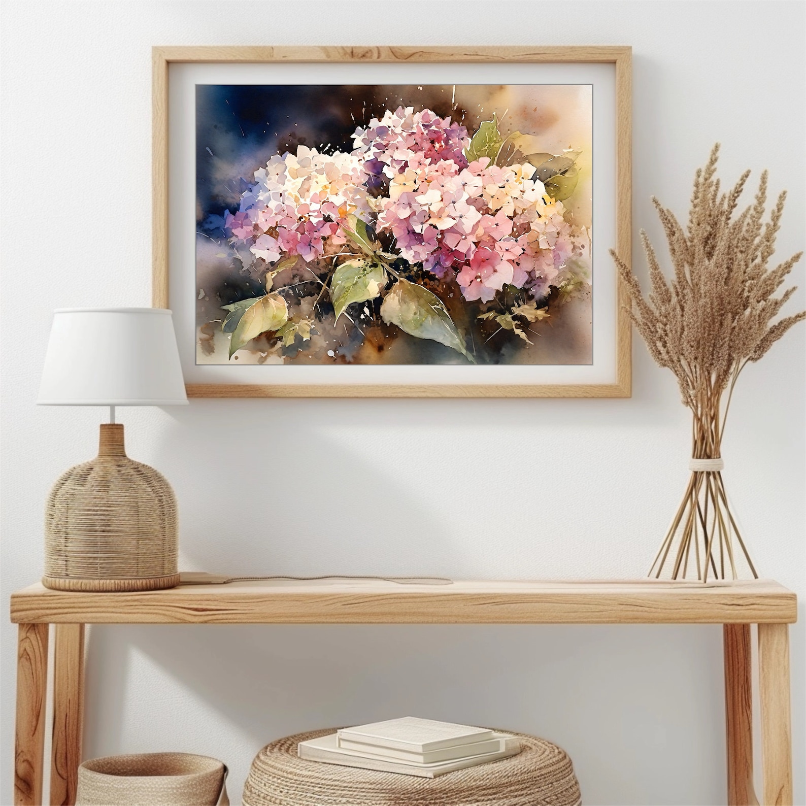 Pink Hydrangea Watercolor Print: Botanical Floral Wall Art - Etsy