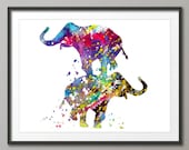 Elephant Art Print, Elephant Decor, Elephant Watercolor Art, Elephants, Elephant Wall Decor