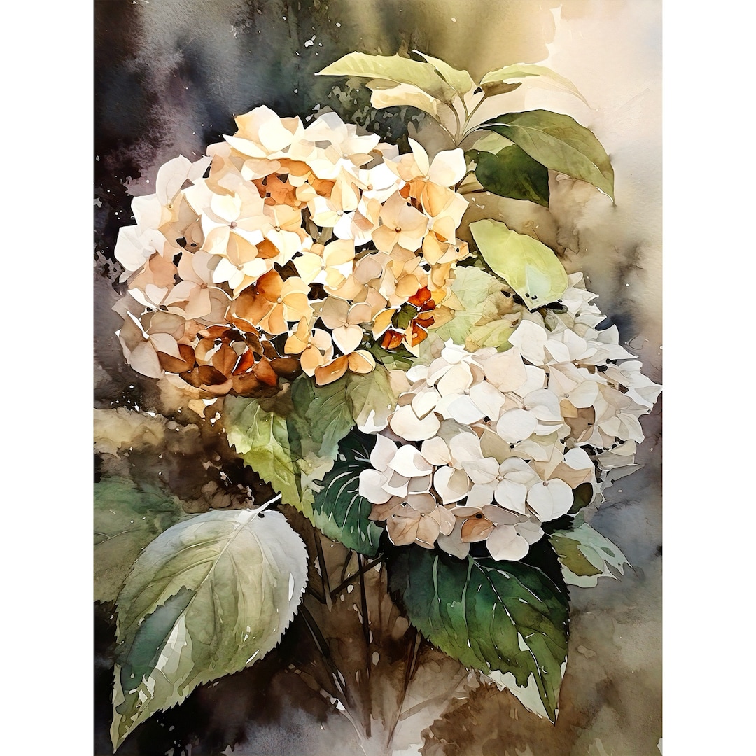 Watercolor Hydrangea Print: Botanical Floral Wall Art - Etsy