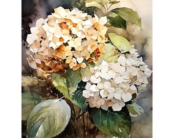 Watercolor Hydrangea Print: Botanical Floral Wall Art