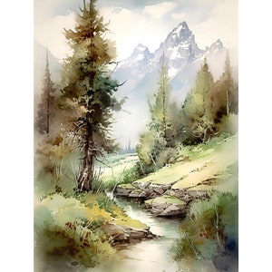 Grand Teton Art Print, Grand Tetons National Park, Watercolor Print, Mountain Wall Art, National Park Art, Mountain Print, Home Decor Gift